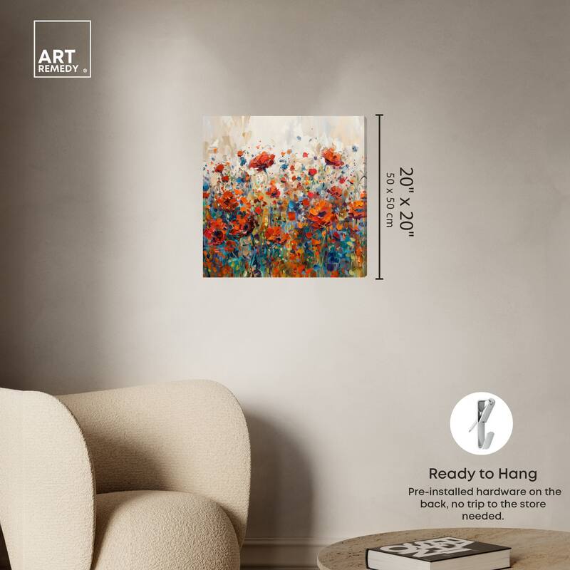 Art Remedy Beautiful Garden Bloom Gallery Wrapped Impressionism 1 Piece Canvas Wall Art