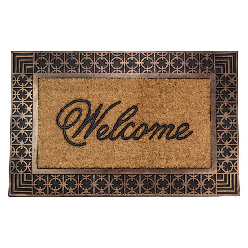 Gold and Natural Coir Rectangular "Welcome" Doormat 23" x 35" - 35