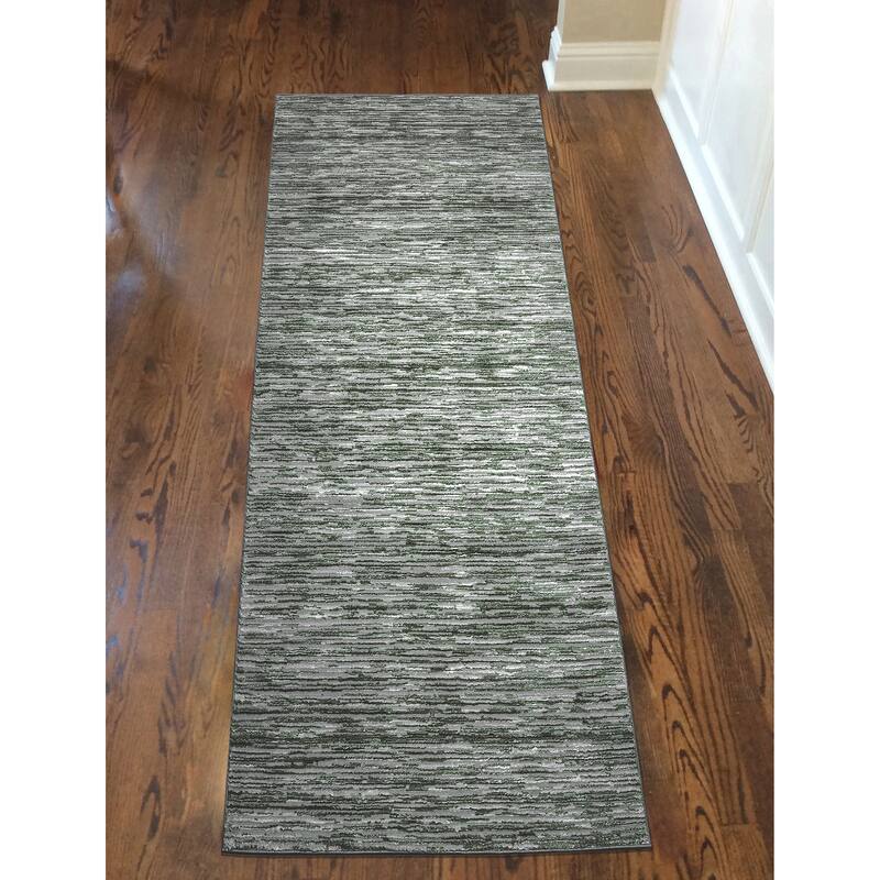 Admire Home Living Sognatore 1228 Transitional Striated Area Rug - 2'2" X 7'7" - Green