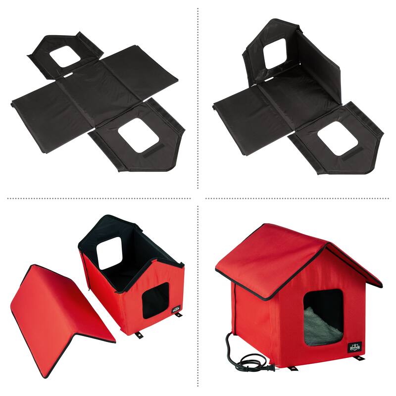 PETMAKER Heated Cat House with Heating Pad and Sherpa Cover