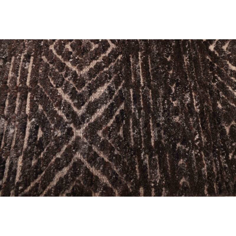 ECARPETGALLERY Hand-knotted Tangier Dark Brown Wool Rug - 5'5 x 7'8