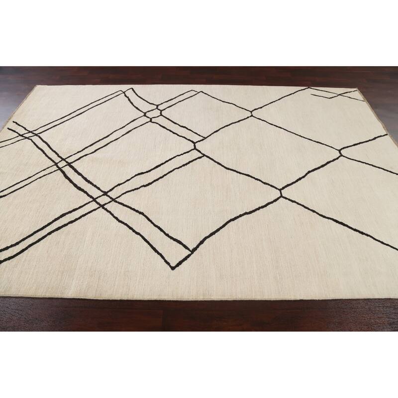 Vegetable Dye Moroccan Contemporary Area Rug Hand-knotted Wool Carpet - 6'5" x 9'9"