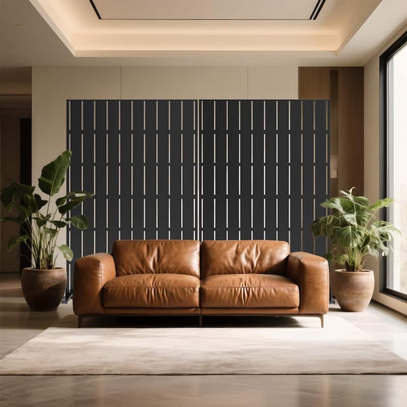 Metal Privacy Screen Outdoor Privacy Panels 72"H x 47"W, Freestanding Patio Divider for Garden, Deck, Balcony, Backyard