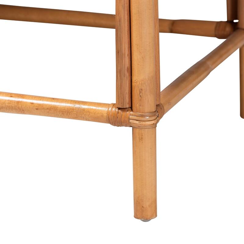 Adisa Natural Rattan Bench - Banquette with Woven Seagrass Seat and Back, Coastal Boho Accent Seating