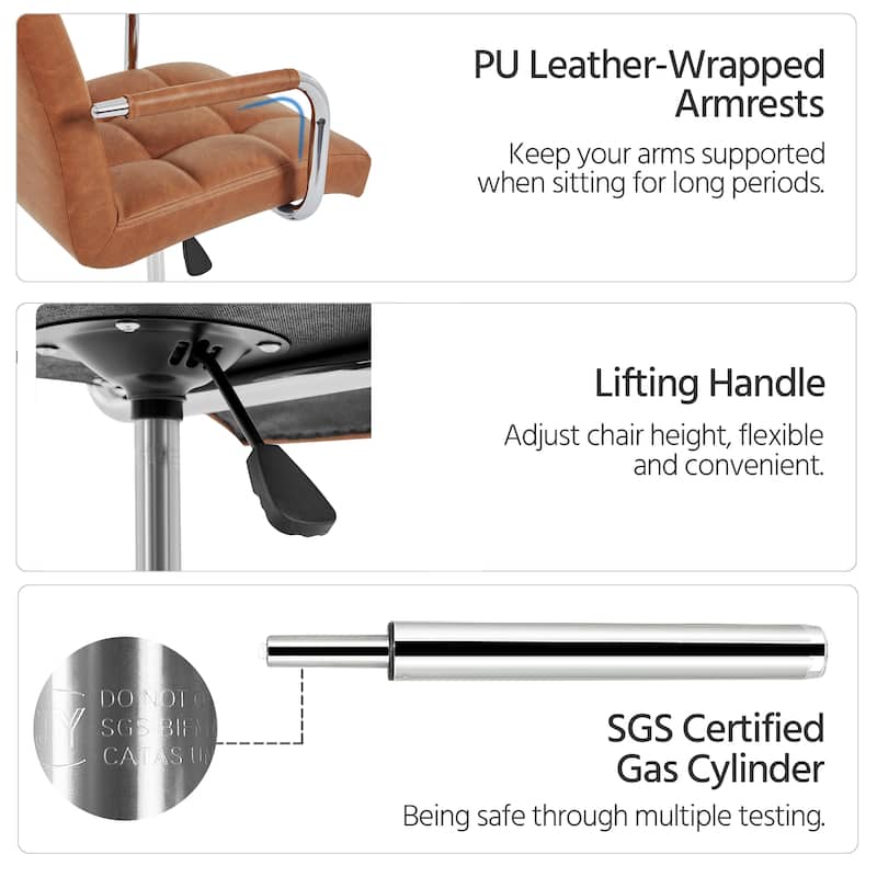 Yaheetech Adjustable Faux Leather Swivel Office Chair with Wheels