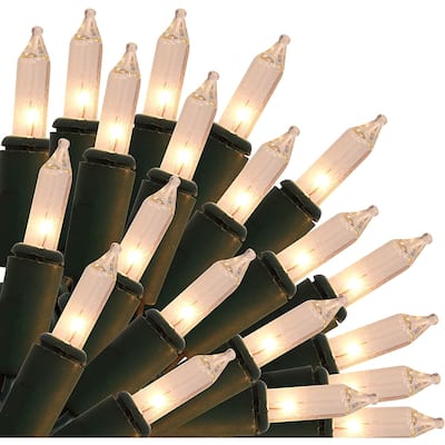 100 Counts Clear Green Wire Christmas Light Set - Standard