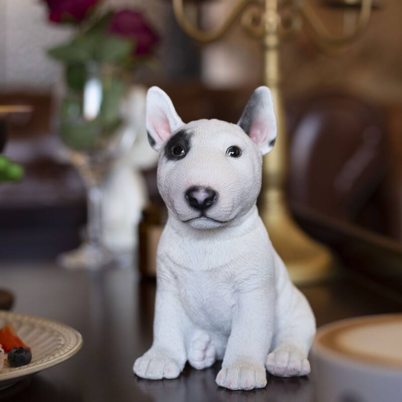 Sitting Bull Terrier Puppy Outdoor Garden Statue- 7"