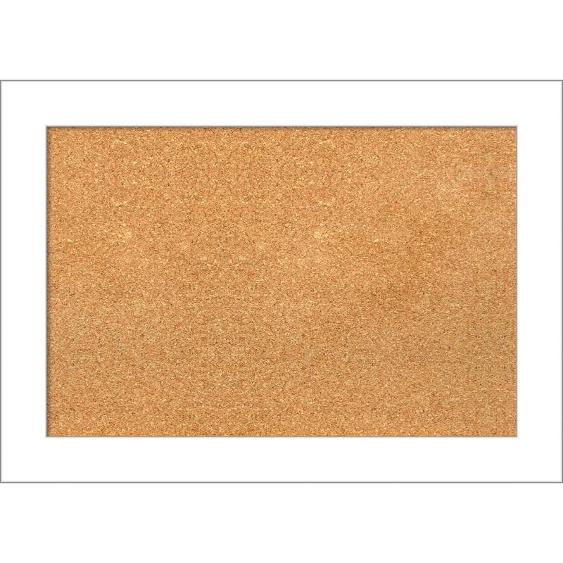 Wedge White Framed Cork Bulletin Memo Board - 28-Inch x 20-Inch