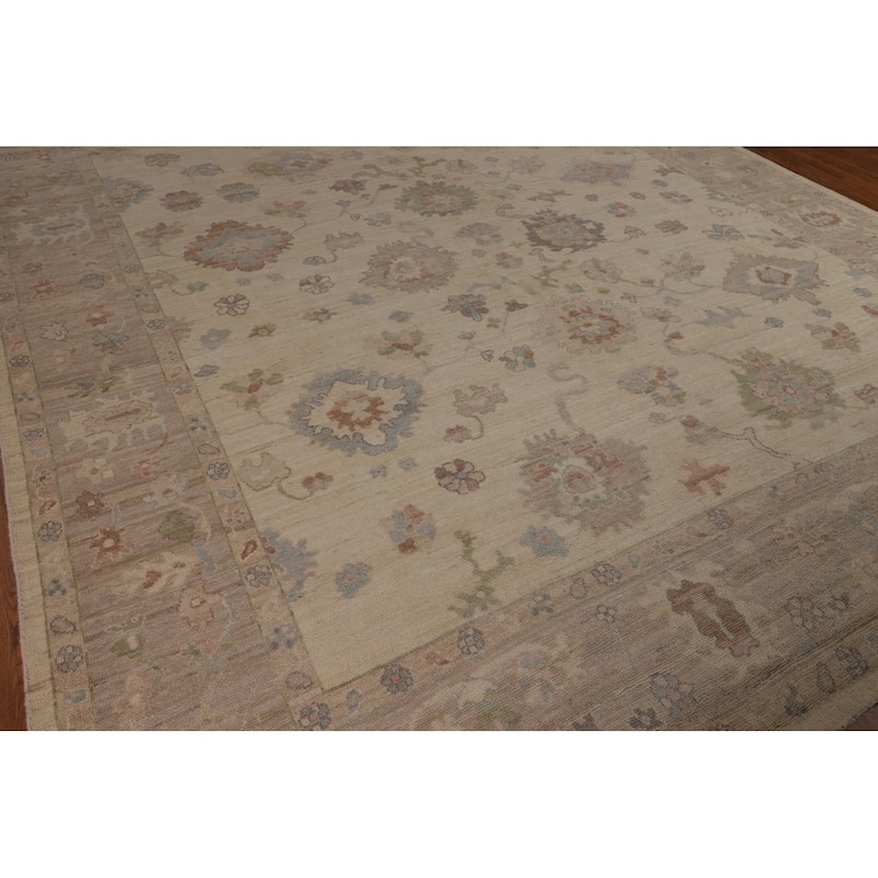 Vegetable Dye Oushak Turkish Large Area Rug Hand-Knotted Wool Carpet - 10'3"x 14'1"