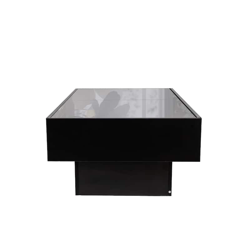 Extendable Coffee Table with Storage, Wood Center Table for Living Room, Rectangular Coffee Tables with Sliding Tabletop