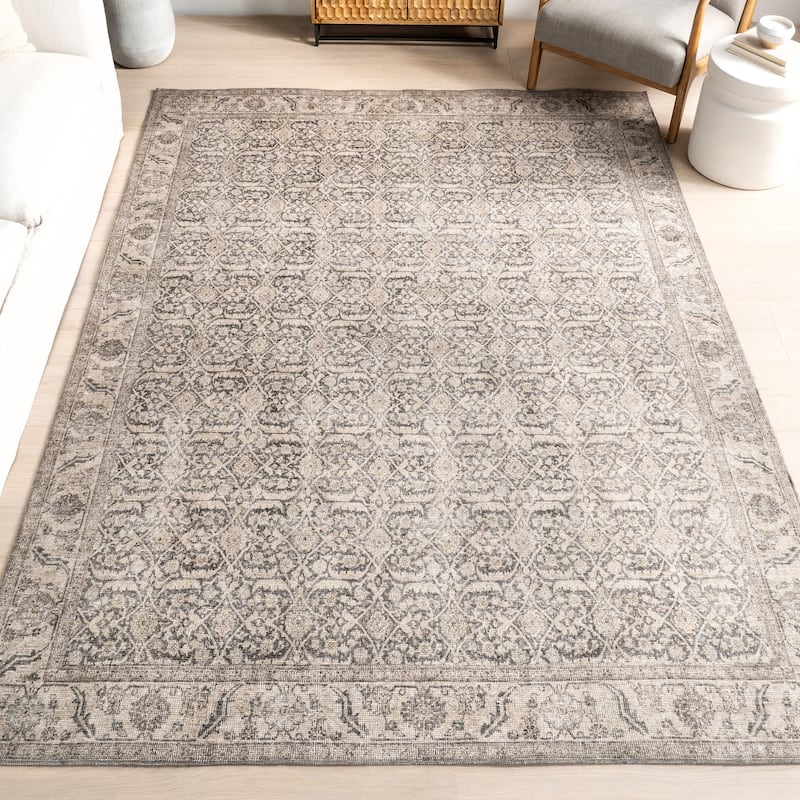 Nuloom Hillstone Collection Traditional Vintage Medallion Area Rug - 9' x 12' - Calantha Grey - Rectangle