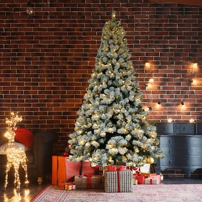 6ft Flocking Tied Light Christmas Tree