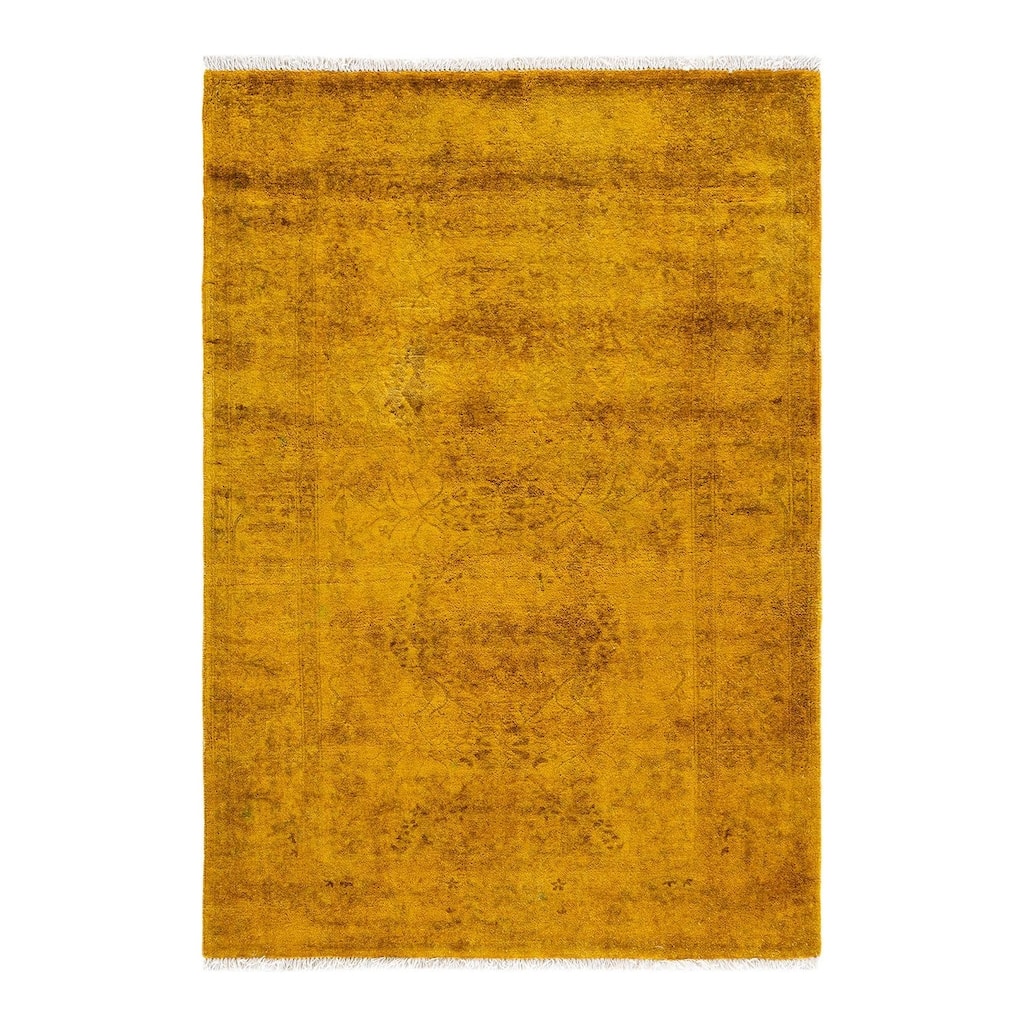 Fine Vibrance, One-of-a-Kind Hand-Knotted Area Rug - Yellow, 3' 2" x 4' 6" - 3' 2" x 4' 6"