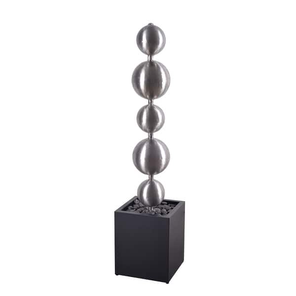 slide 2 of 8, Jessie Stainless Steel and Black Floor Fountain - 12" x 52" Floor - Metal