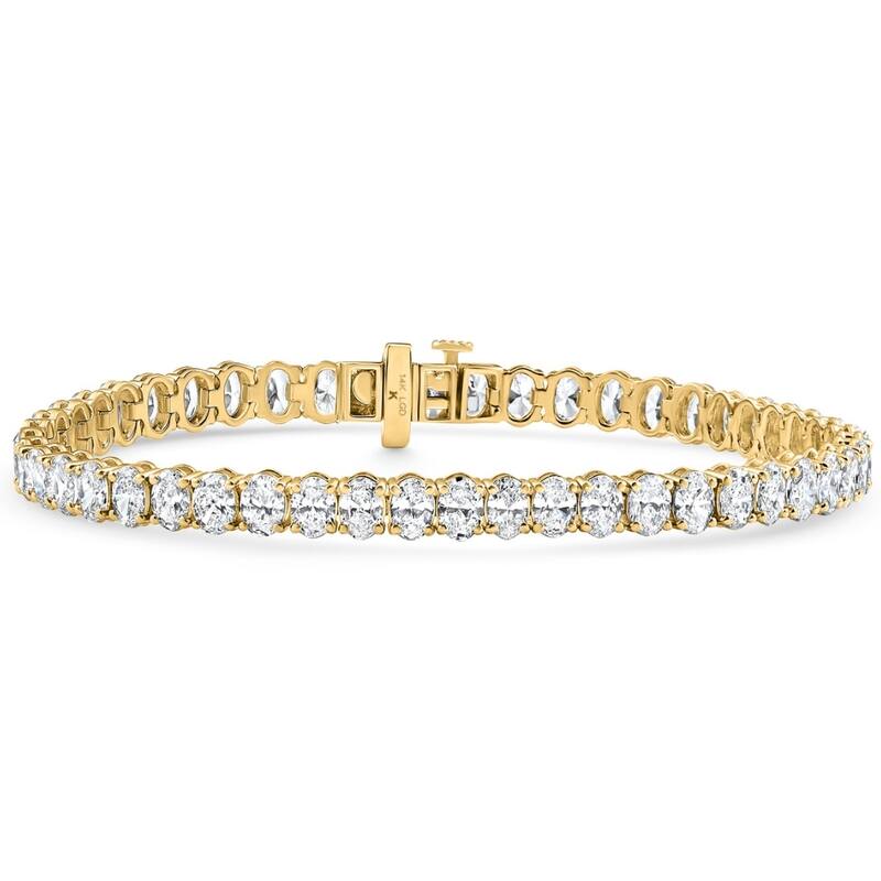 Bliss Diamond 6Ct Oval Cut Diamond Tennis Bracelet Yellow Gold Lab Grown 7"