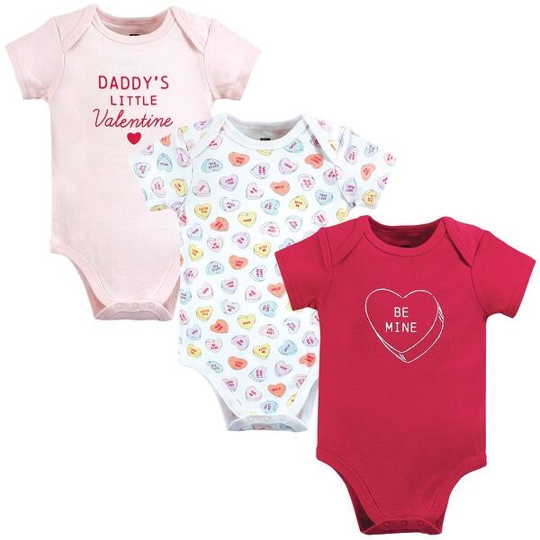 slide 1 of 1, Hudson Baby Infant Girl Cotton Bodysuits, Be Mine Valentine 0-3 Months - Be Mine Valentine