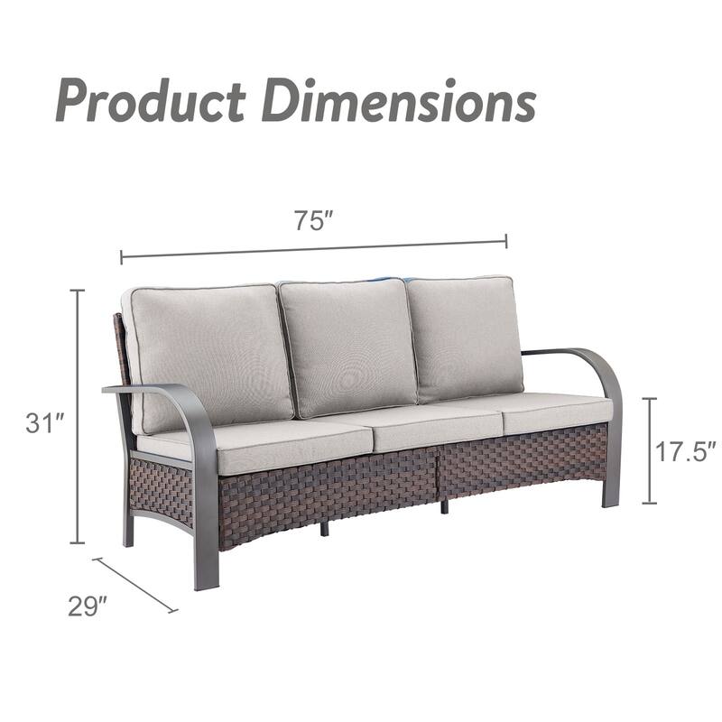 Gymojoy Industrial Style Premium Outdoor 3-Seat Rattan Sofa