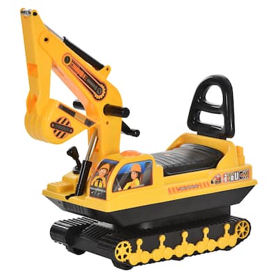 Ride On Excavator Toy Tractors Digger Movable Scooter Walker Pretend Play Toddler Construction Truck Basket Storage