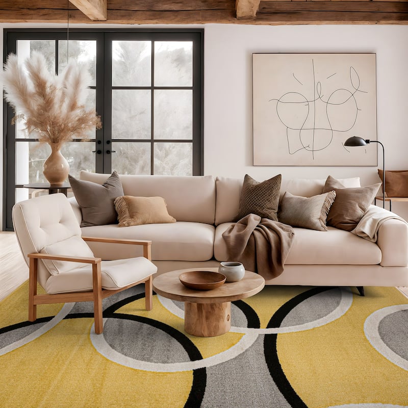 World Rug Gallery Modern Abstract Circles Area Rug