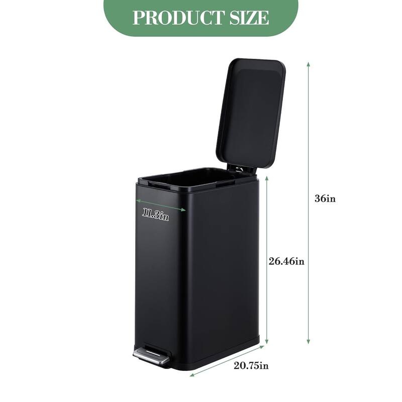 13.2 Gallon Slim Trash Can with Lid Soft Close for Bedroom, Office, Kitchen