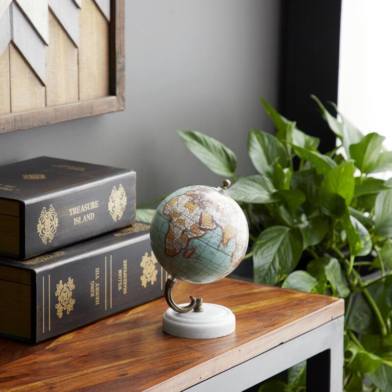 Marble Globe with Marble Base - Teal or Black - Roche River Decor