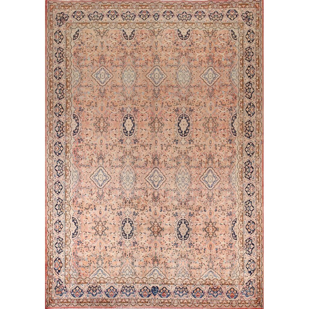 Signed Kerman Vintage Persian Area Rug Hand-Knotted Wool Carpet - 9'8" x 12'8"