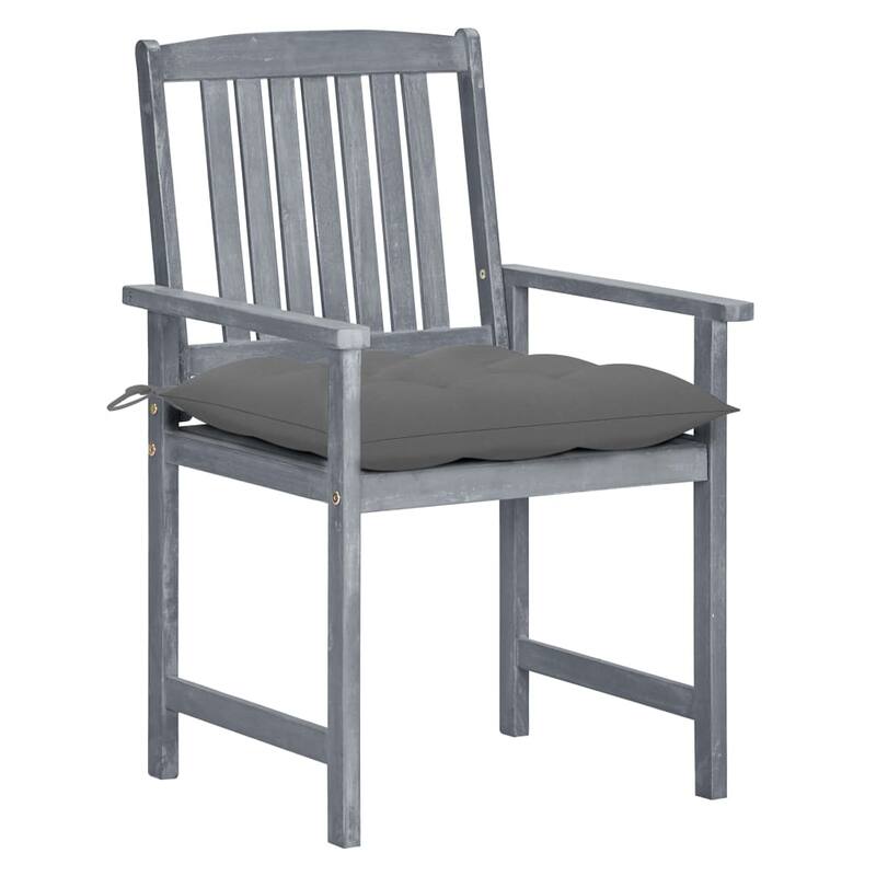 vidaXL Patio Chairs Outdoor Dining Chair with Cushions Gray Solid Wood Acacia
