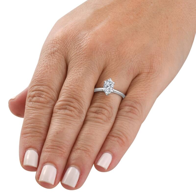 Certified Platinum 1 Ct Oval Cut Natural Diamond Solitaire Engagement Ring G/SI1