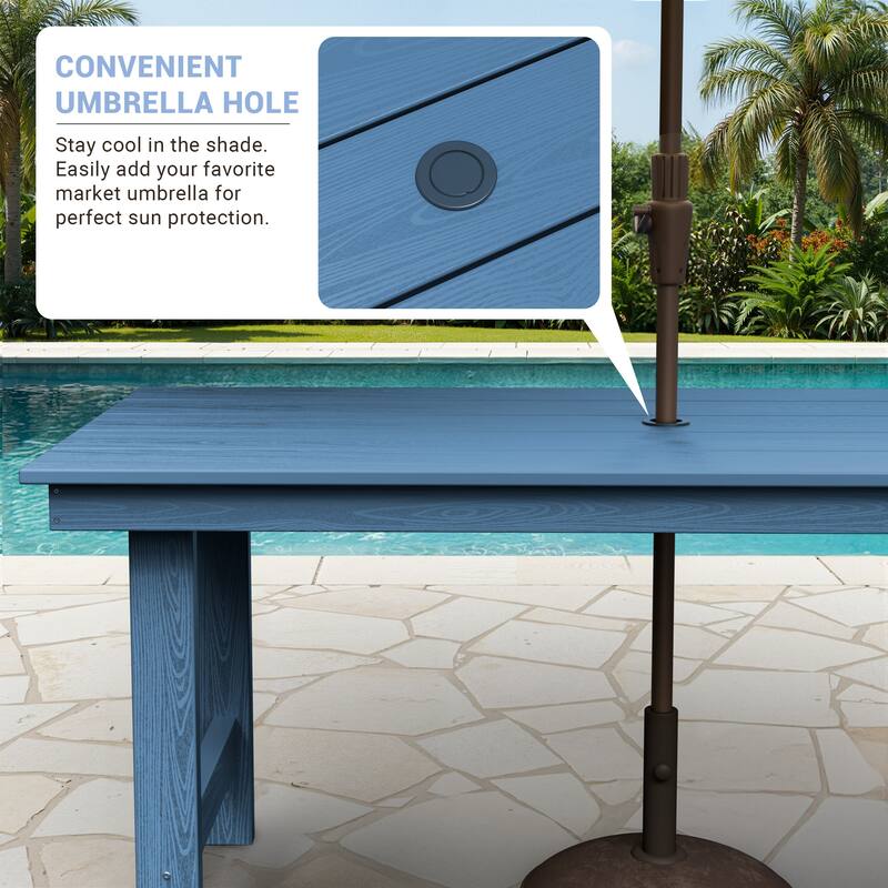 5-Piece HDPE Outdoor Dining Table Sets with Umbrella Hole - 1-Table 4-Chairs