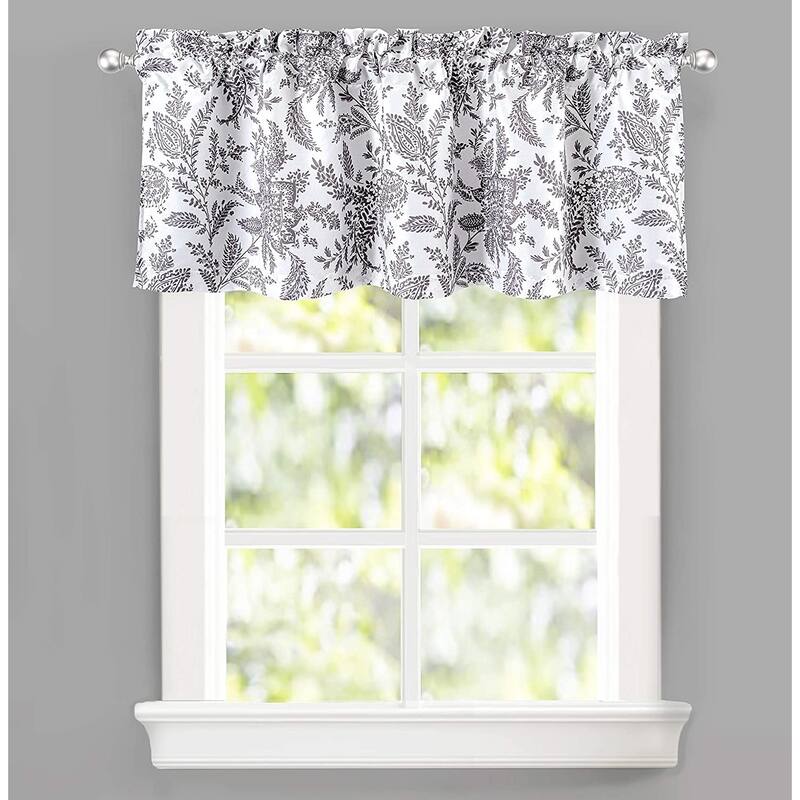 DriftAway Isla Paisley Floral Pattern Blackout Thermal Insulated Window Curtain Valance Rod Pocket - 52 x 18 - 52 x 18