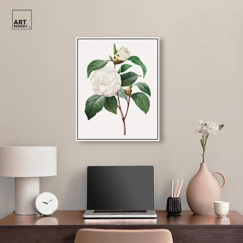 White Camellia Canvas by Art Remedy