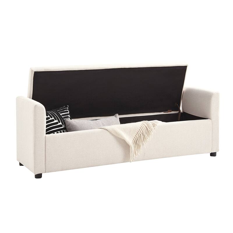 Franco Modern Upholstered Storage Bench with Two Throw Pillows and Thick Padded Cushion