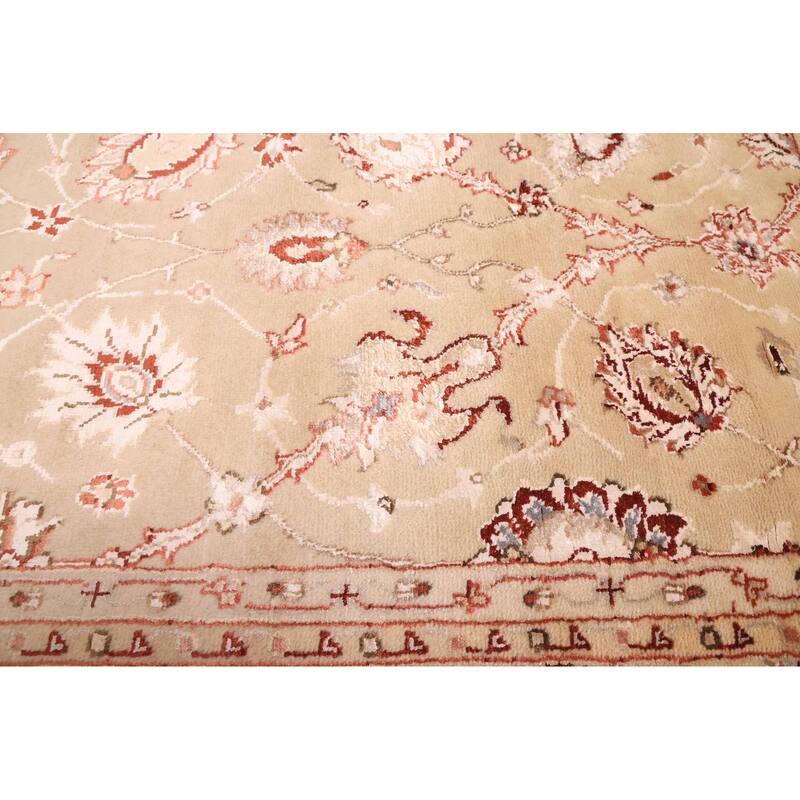 ECARPETGALLERY Hand-knotted Mirzapur Light Khaki Silk, Wool Rug - 5'6 x 7'11