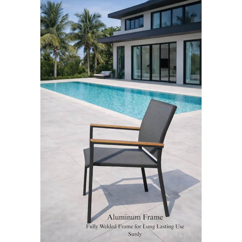 Quay Dark Grey 9-Piece Aluminum Outdoor Dining Set with Tribeca with Ceramic Glass Table Top - N/A