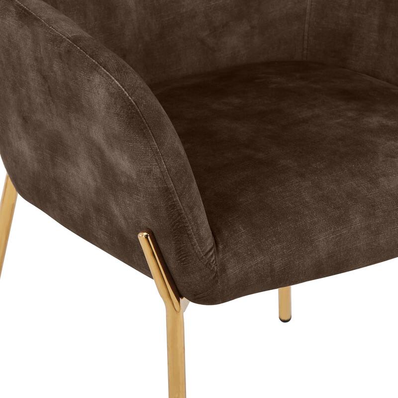 Zaire Upholstered Dining Chair in Velvet/Leather/Boucle with Gold Chrome Iron