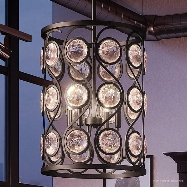 Luxury Art Deco Chandelier, 23"H x 16"W, with Transitional Style, Whimsical Design, Black Silk Finish (60 to 100 Watts - Steel - N/A - 4 to 6 - - Chandeliers For Bedrooms by Overstock.com