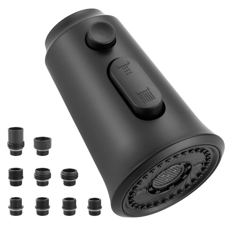 WOWOW Pull Down Kitchen Faucet Spray Head with 9 Adapters Kit - Matte Black