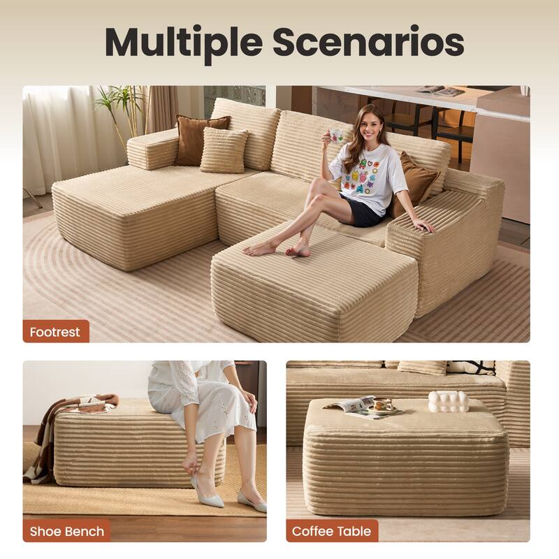 ​​OVIOS Lazy Chaise Lounge Sofa with Ottoman​