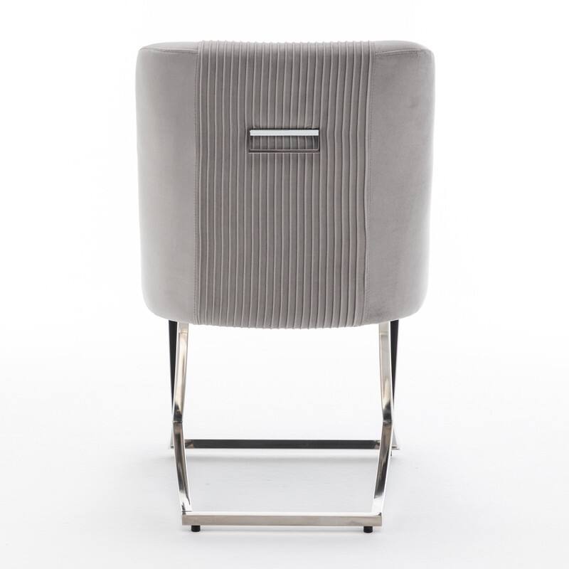 Modern Contempoary Velvet Dining Chair Set of 2 with Metal Frame Legs and Back Pull