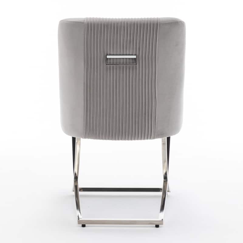 Modern Contempoary Velvet Dining Chair Set of 4 with Metal Frame Legs and Back Pull