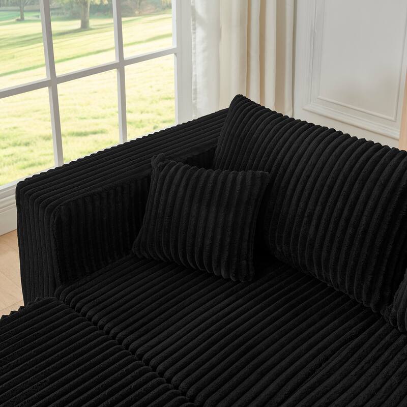 Compact Modular Sectional Sofa, Compressed Corduroy Cloud Couch, No Assembly Space Saving Sofa for Apartment