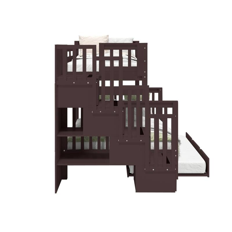 Taylor & Olive Trillium Twin over Full Stairway Bunk Bed, Full Trundle