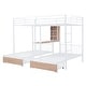preview thumbnail 22 of 24, Full Over Twin & Twin Triple Bunk Bed with Drawers, Multi-Functional Metal Frame Bed with Desks and Shelves in the Middle