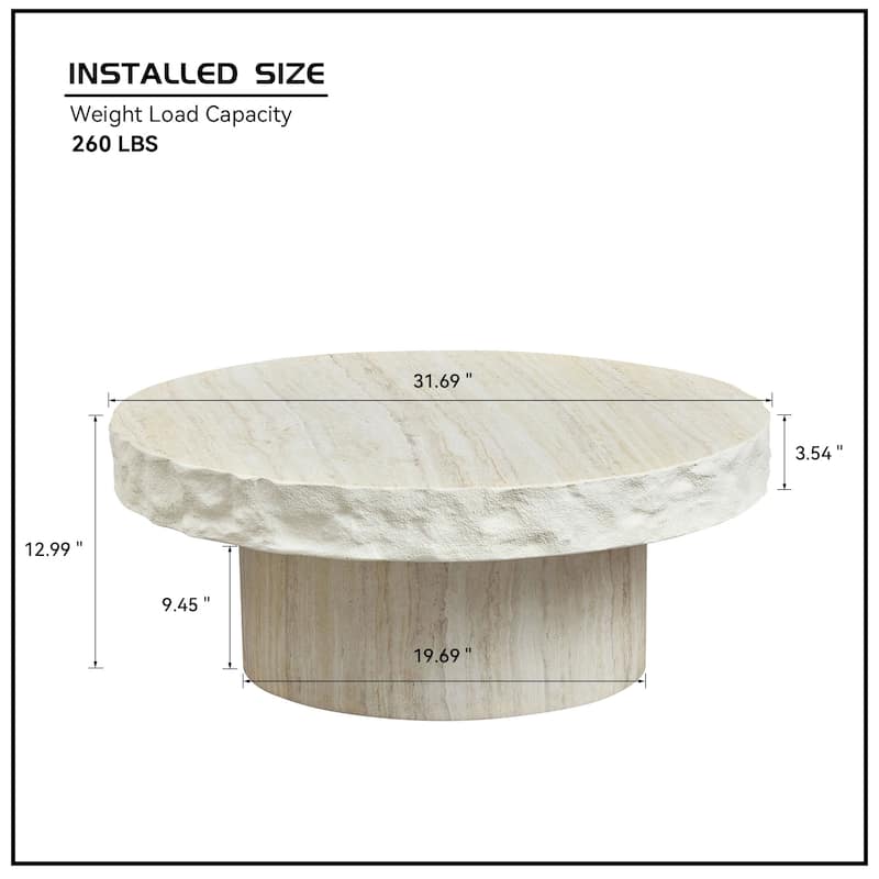 Faux MARS Textural Patterns Coffee Tables for Living Room, No Need Assembly