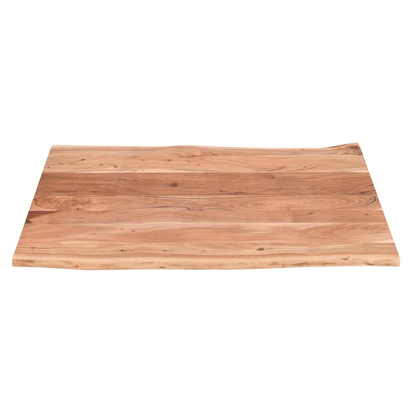 45 Inch Acacia Farmhouse Coffee Table, Live Edges, Metal Sled Base, Brown and Black