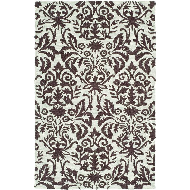 SAFAVIEH Handmade Chelsea Duschka French Country Wool Rug - 2'6" x 4' - Sage/Chocolate