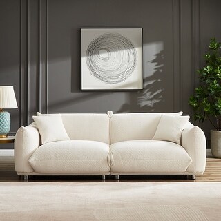 Oversized Cloud Loveseat Sofa Deep Seat Upholstered Accent Couch w/2 ...