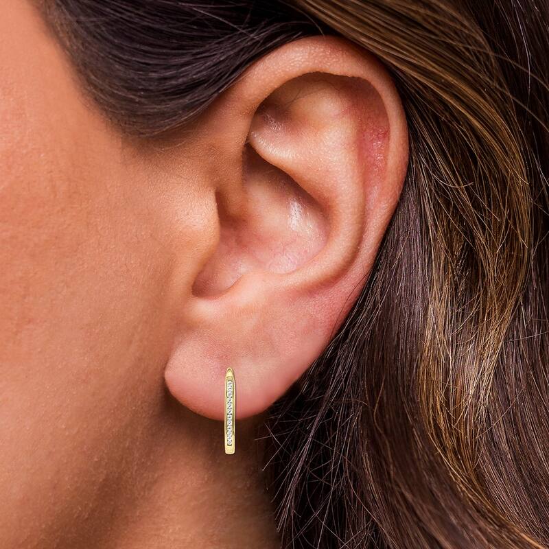 Marquee 1/4 Carat TW Channel Set Diamond Hoop Earrings in 10K Yellow Gold