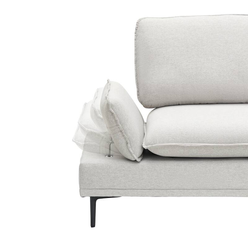 89-Inch Light Grey Polyester Blend Sofa with Easy Assembly and Comfort Features