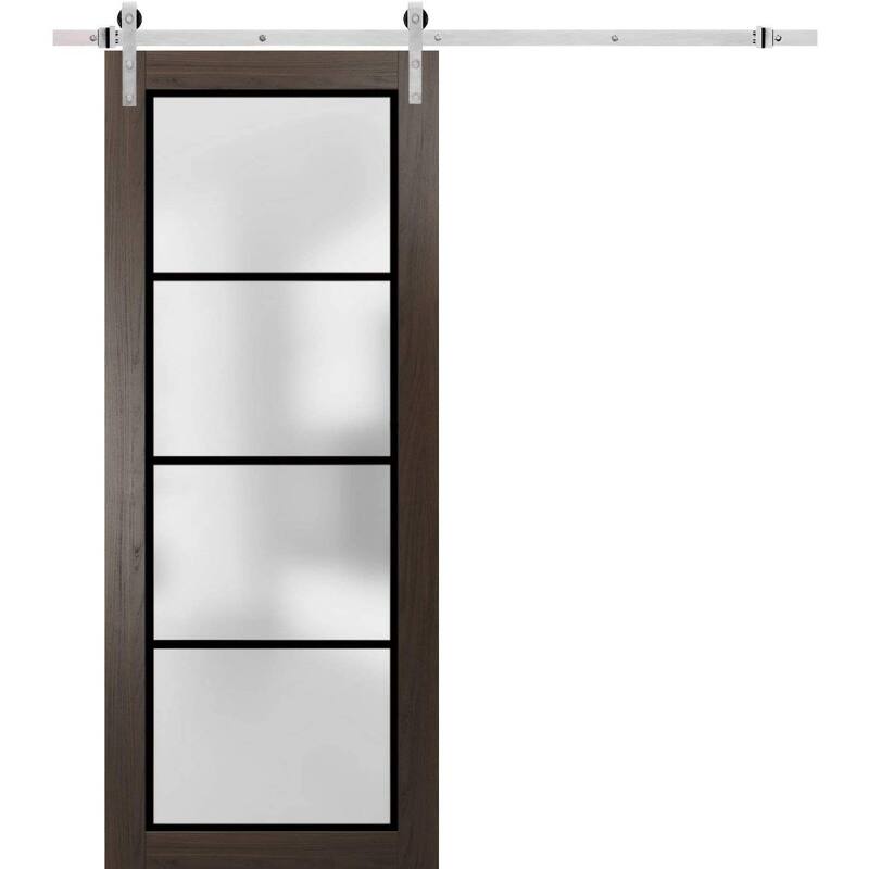 Sturdy Barn Door 18 x 80 Planum 2132 Chocolate Ash 6.6FT - Grey - 36" x 80"